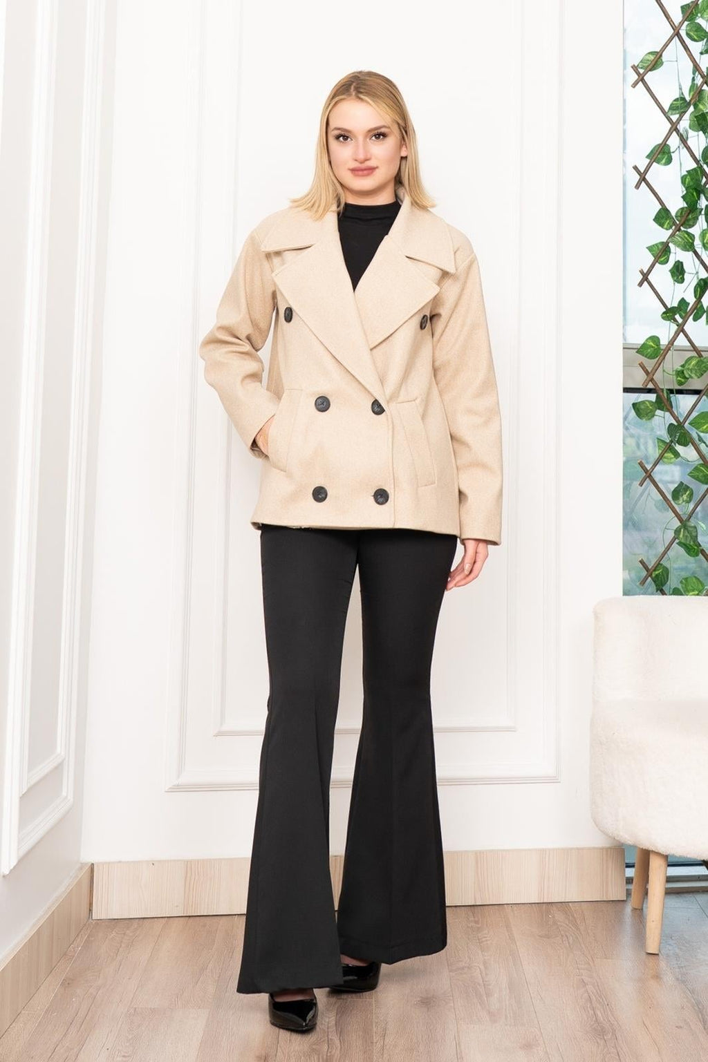 LUNA OVERSIZE KAŞE CEKET - BEJ
