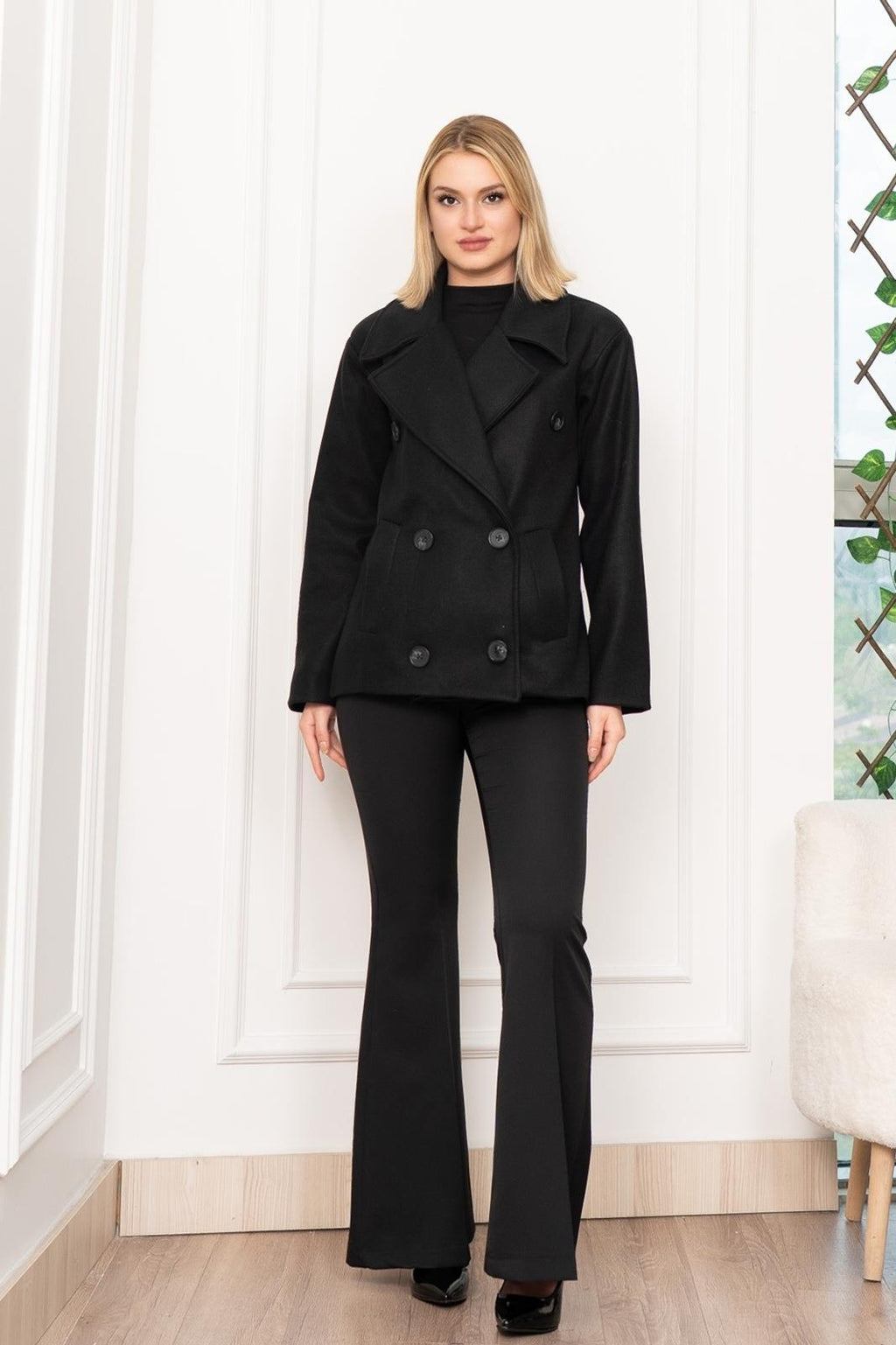 LUNA OVERSIZE KAŞE CEKET - SIYAH