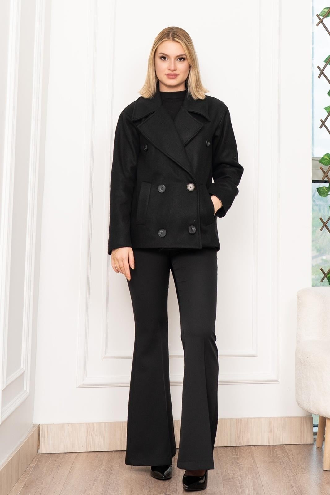 LUNA OVERSIZE KAŞE CEKET - SIYAH
