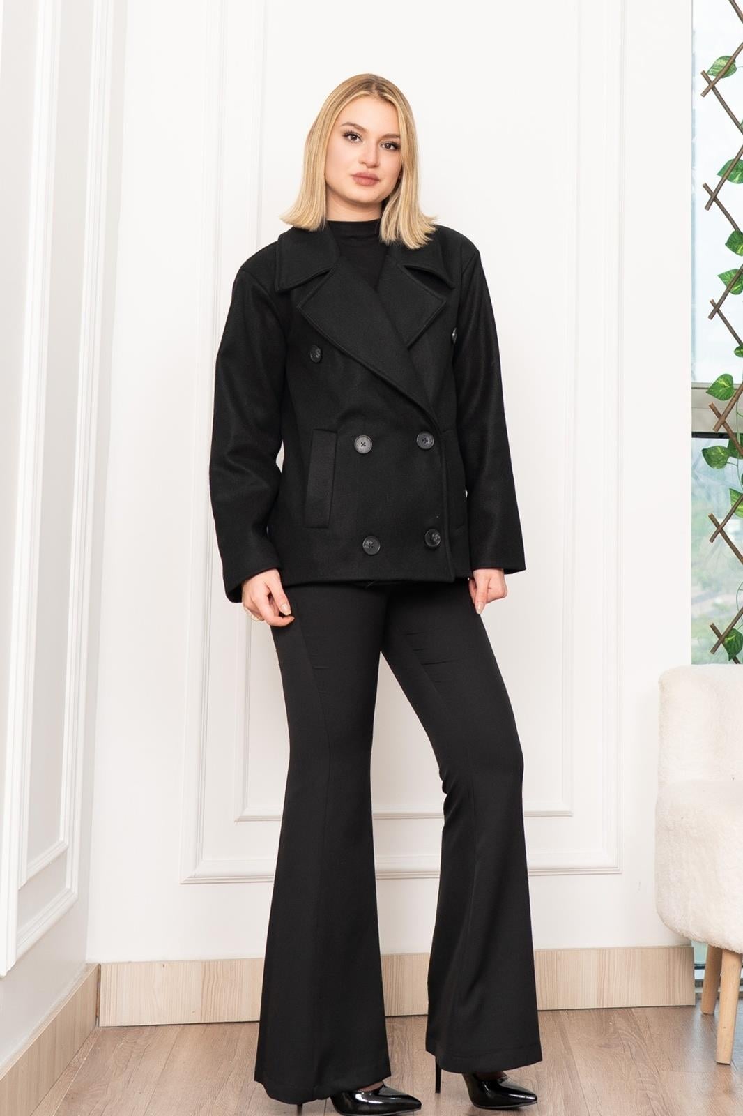 LUNA OVERSIZE KAŞE CEKET - SIYAH