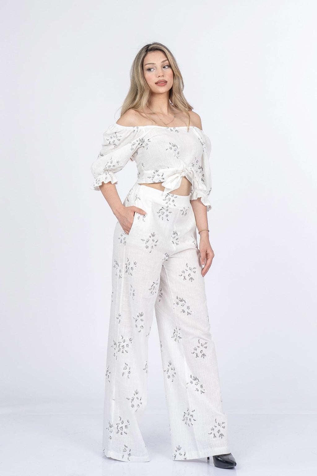 MARGARET KETEN BLUZ PANTOLON İKİLİ TAKIM - SIYAH