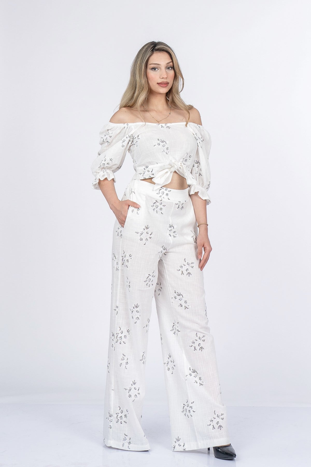 MARGARET KETEN BLUZ PANTOLON İKİLİ TAKIM - SIYAH