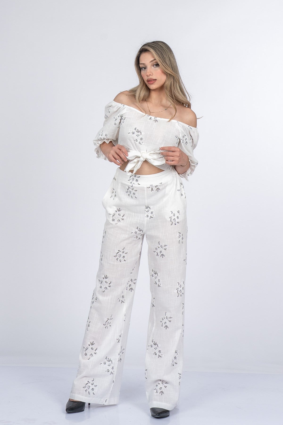 MARGARET KETEN BLUZ PANTOLON İKİLİ TAKIM - SIYAH