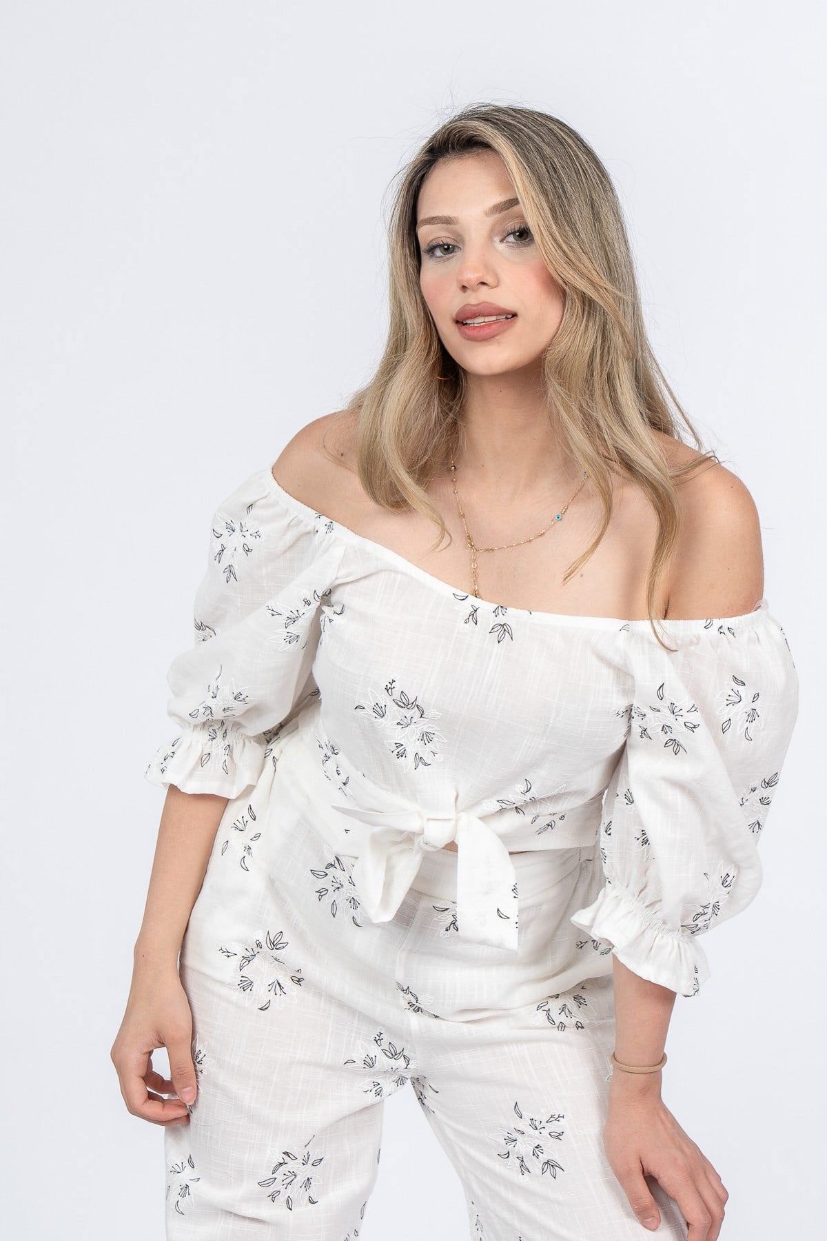 MARGARET KETEN BLUZ PANTOLON İKİLİ TAKIM - SIYAH