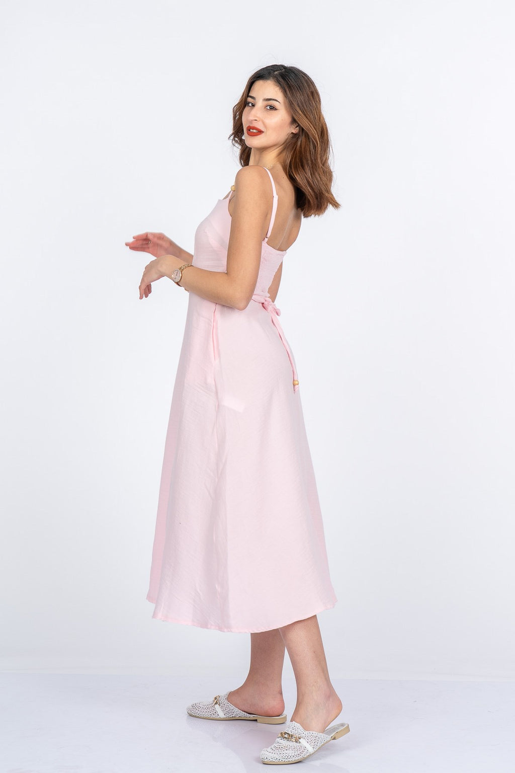 MARILYN UZUN ELBİSE - PEMBE
