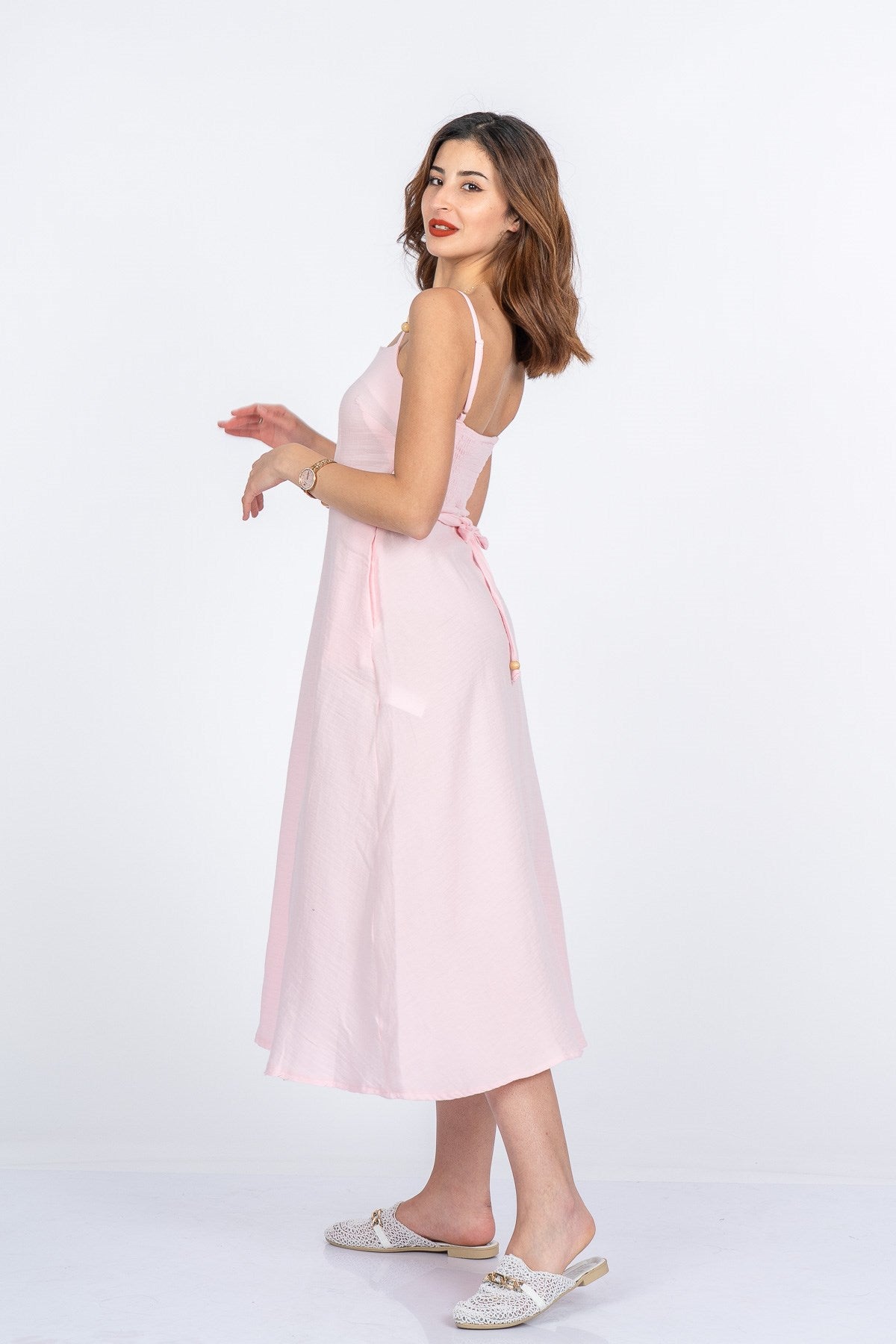 MARILYN UZUN ELBİSE - PEMBE