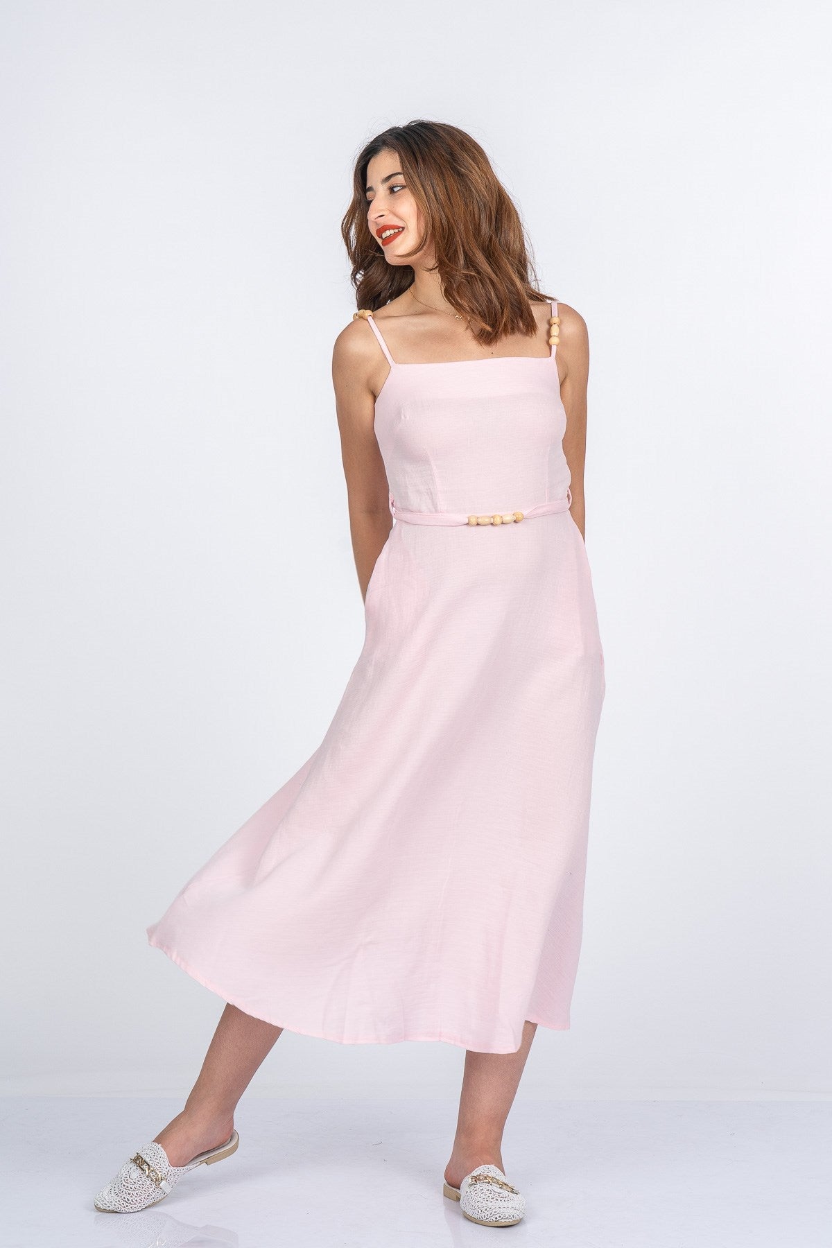 MARILYN UZUN ELBİSE - PEMBE