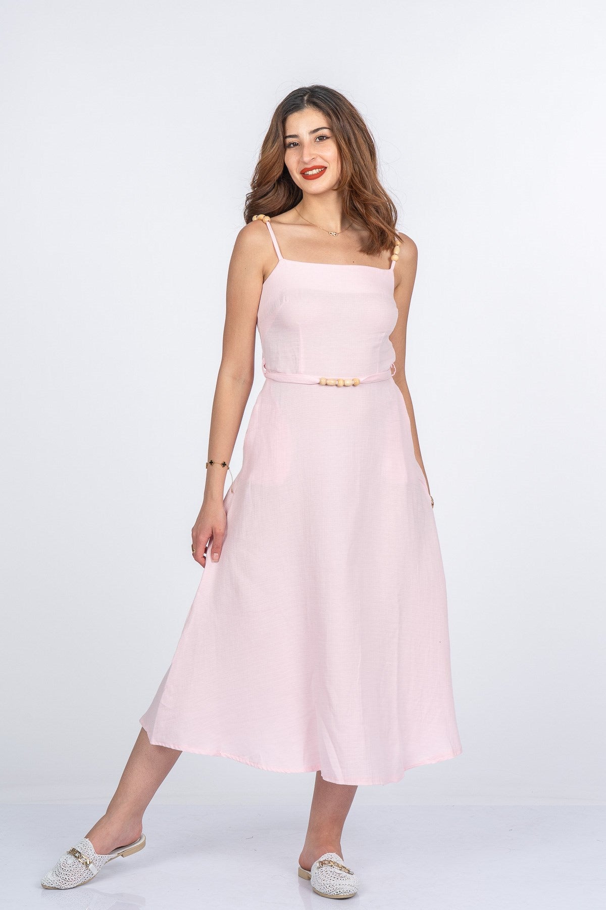 MARILYN UZUN ELBİSE - PEMBE