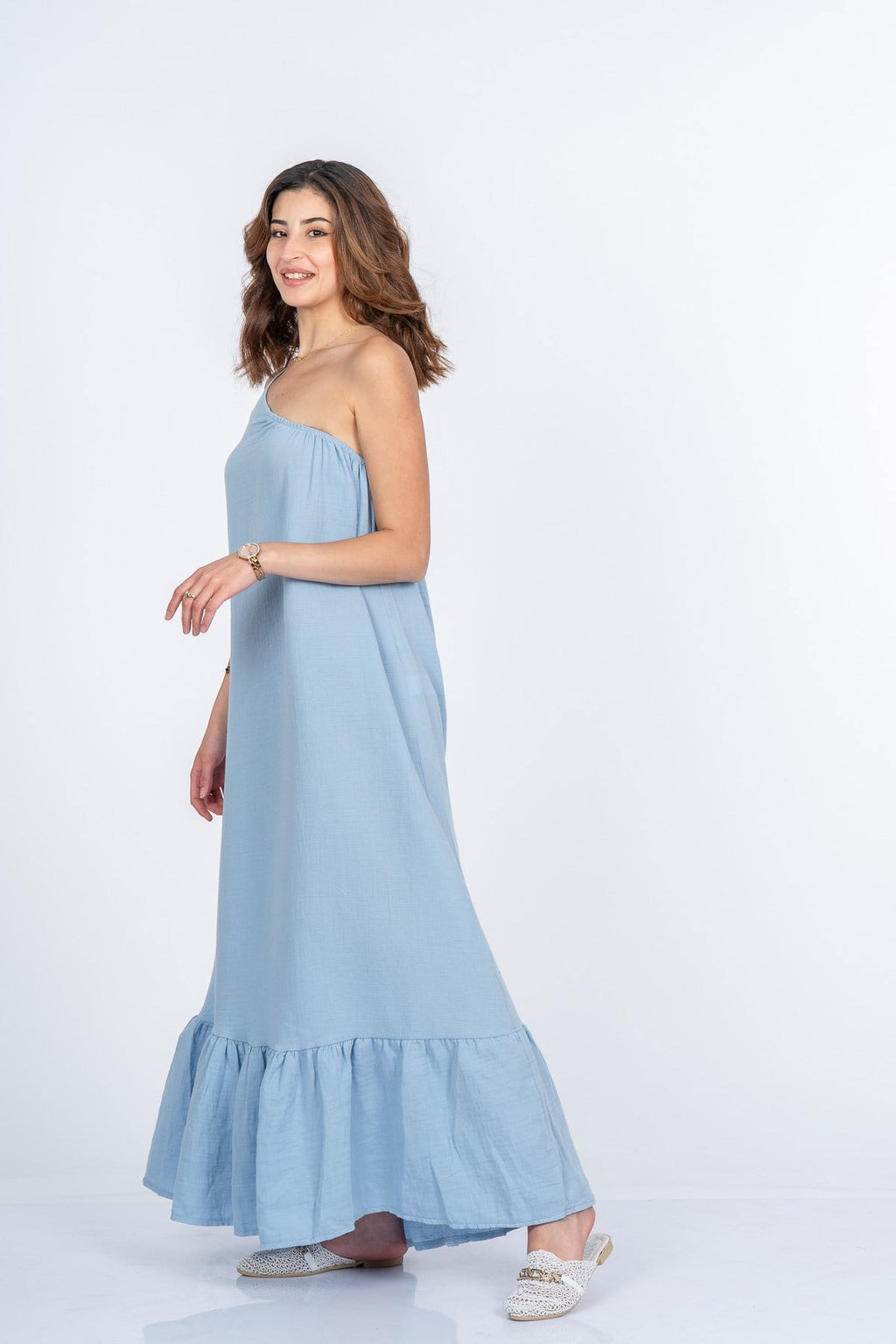 MARINA UZUN ELBİSE - MAVİ