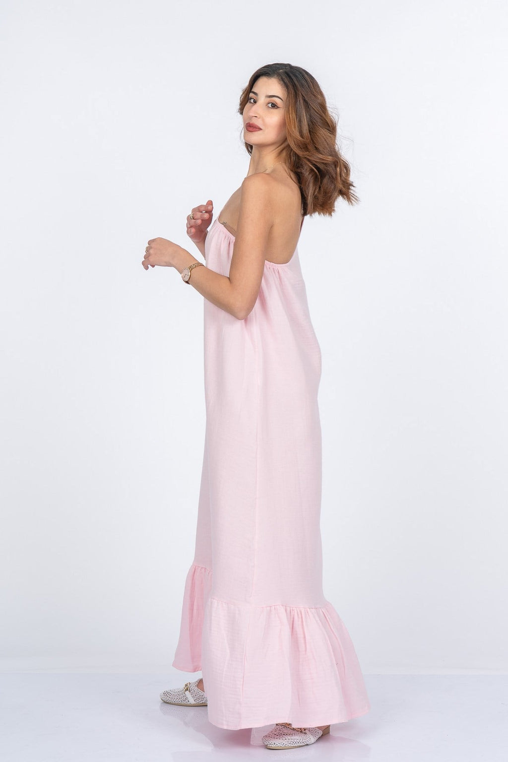 MARINA UZUN ELBİSE - PEMBE