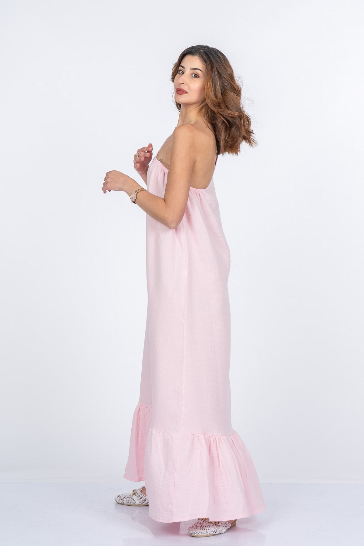 MARINA UZUN ELBİSE - PEMBE