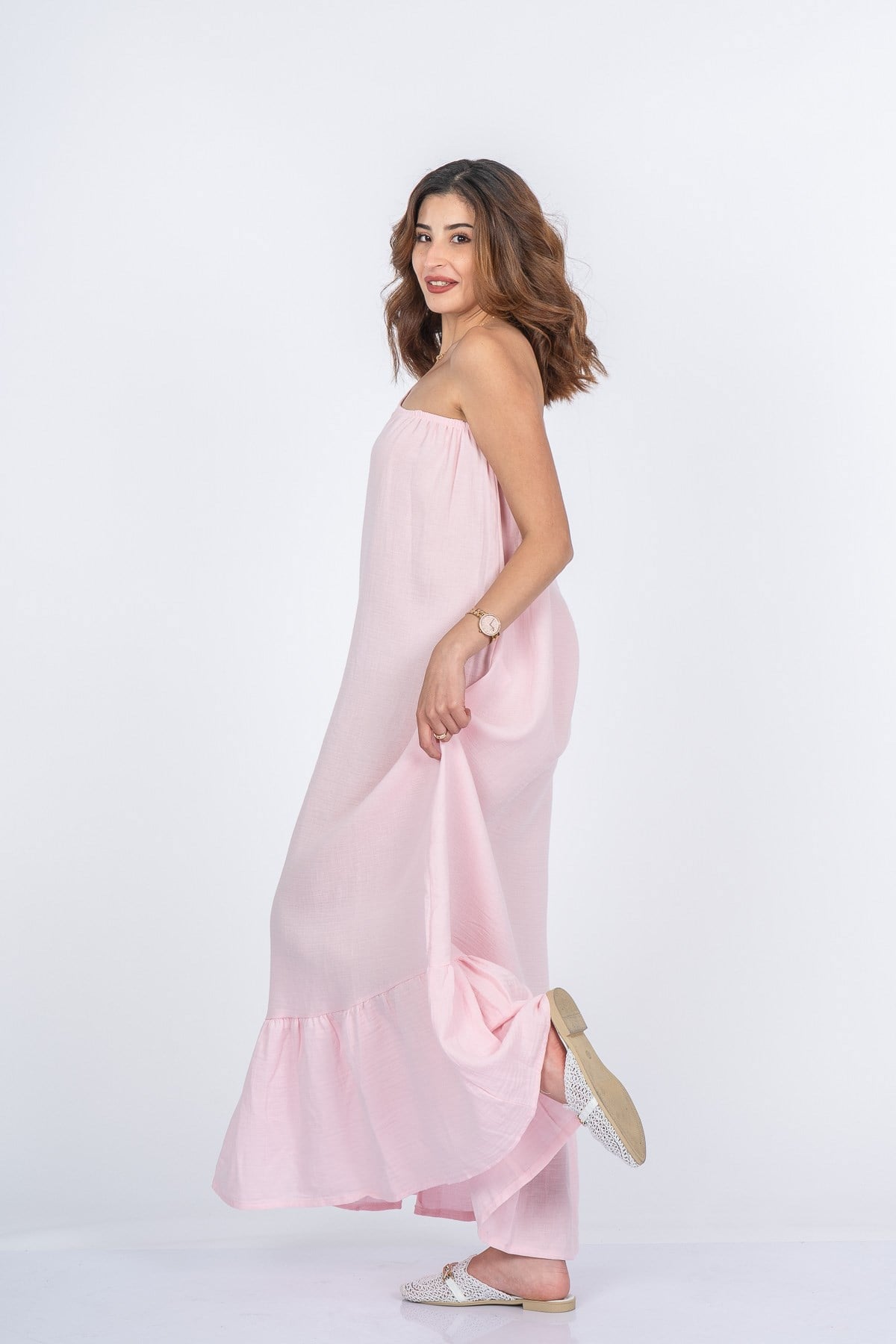 MARINA UZUN ELBİSE - PEMBE