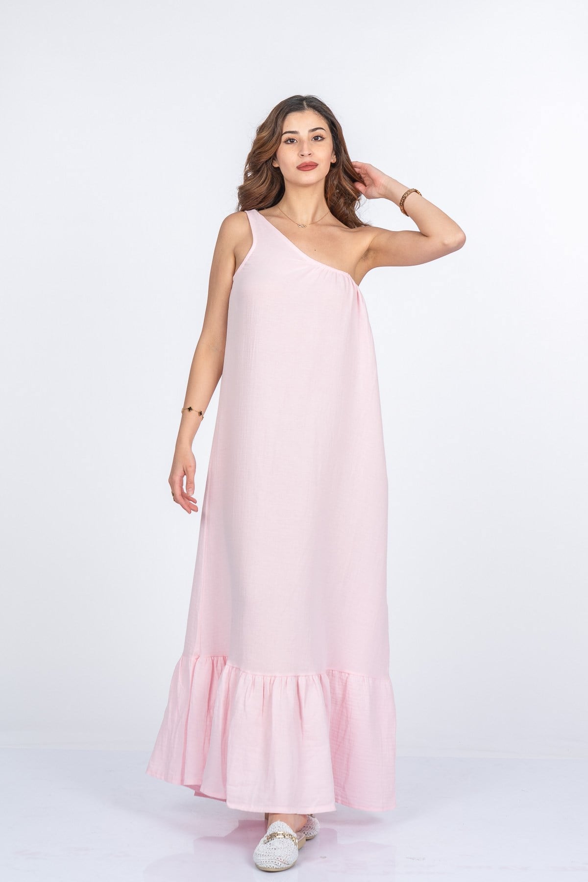 MARINA UZUN ELBİSE - PEMBE