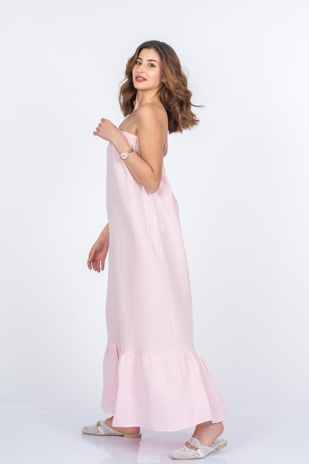 MARINA UZUN ELBİSE - PEMBE