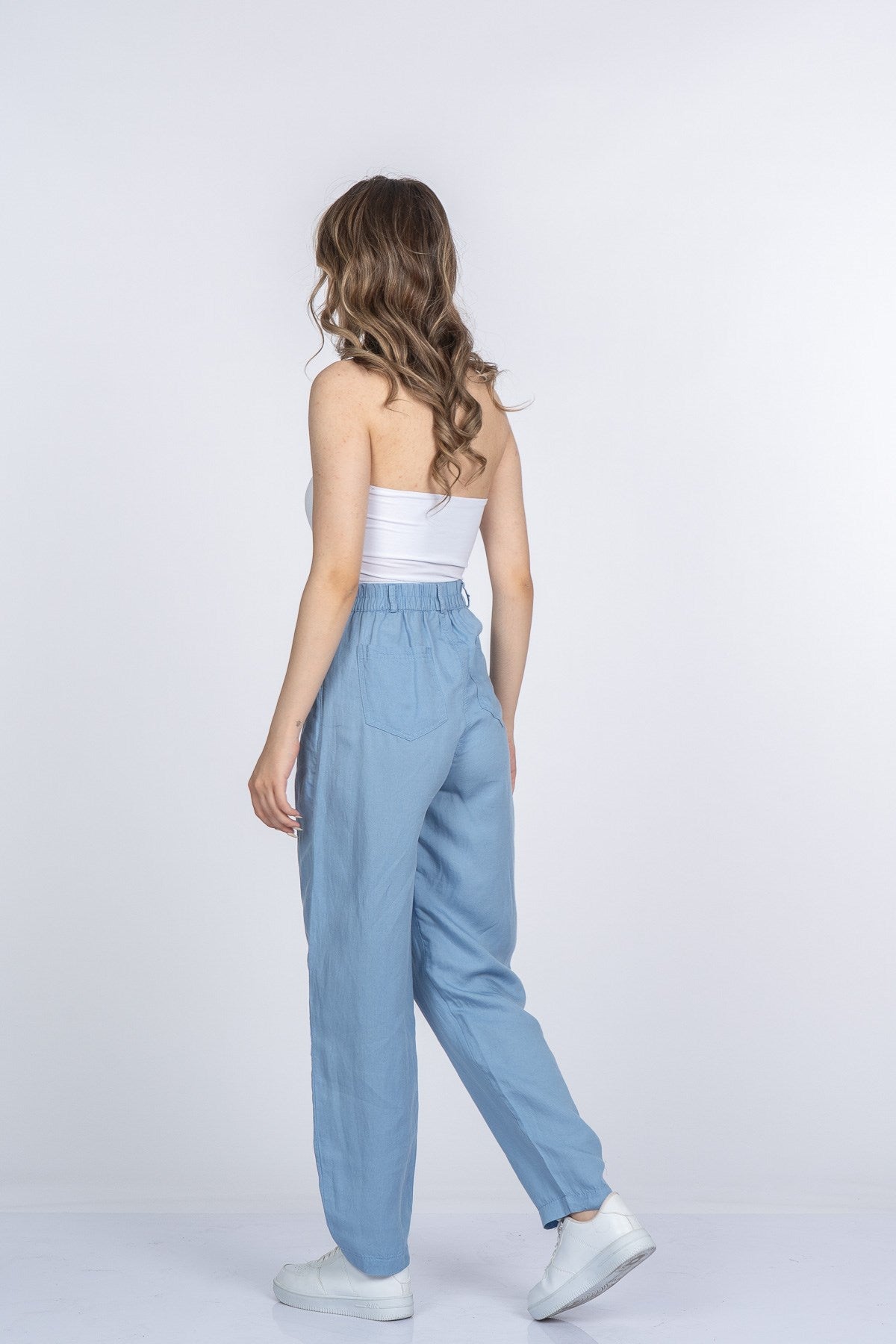 MARYAM KETEN PANTOLON - MAVİ