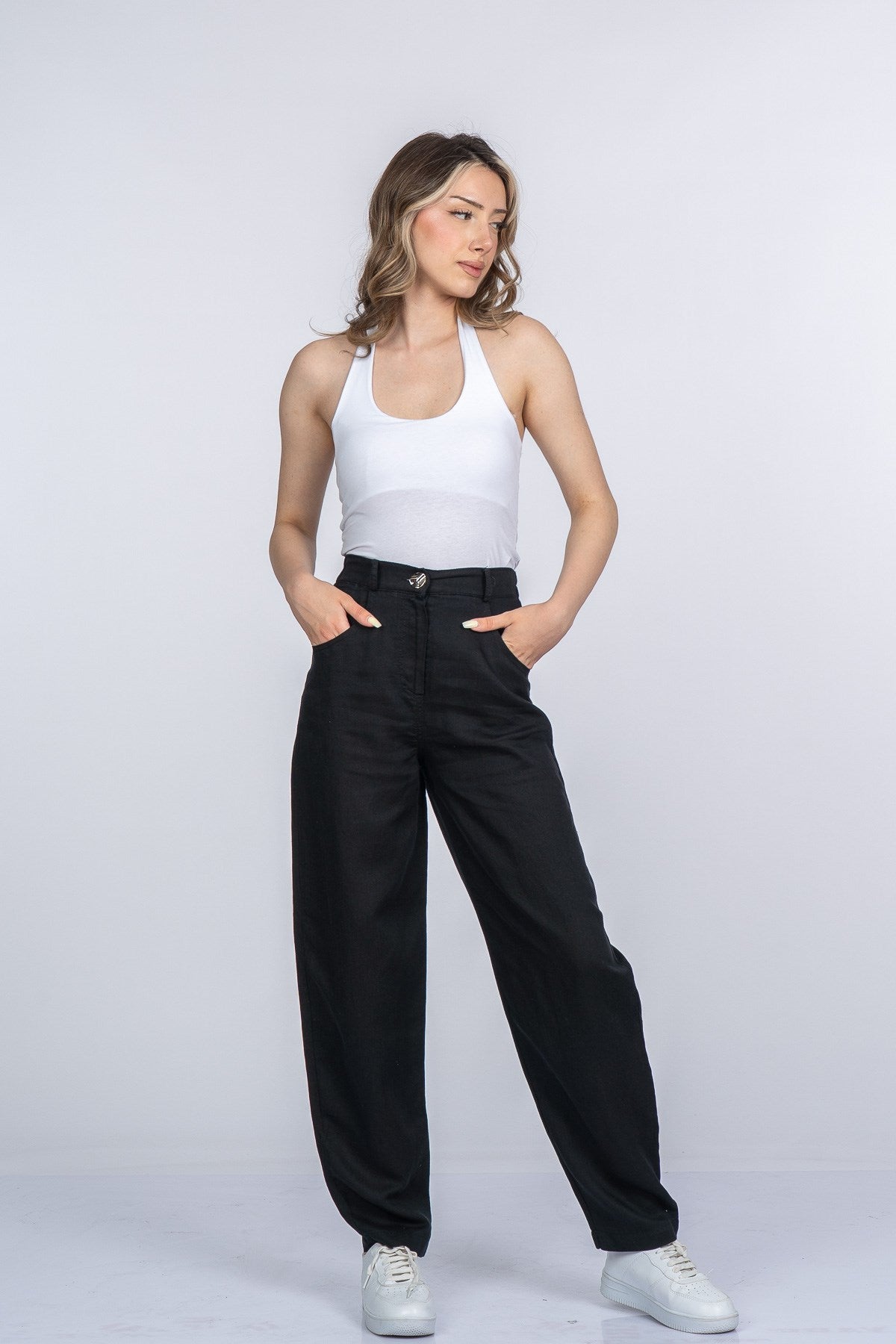 MARYAM KETEN PANTOLON - SIYAH