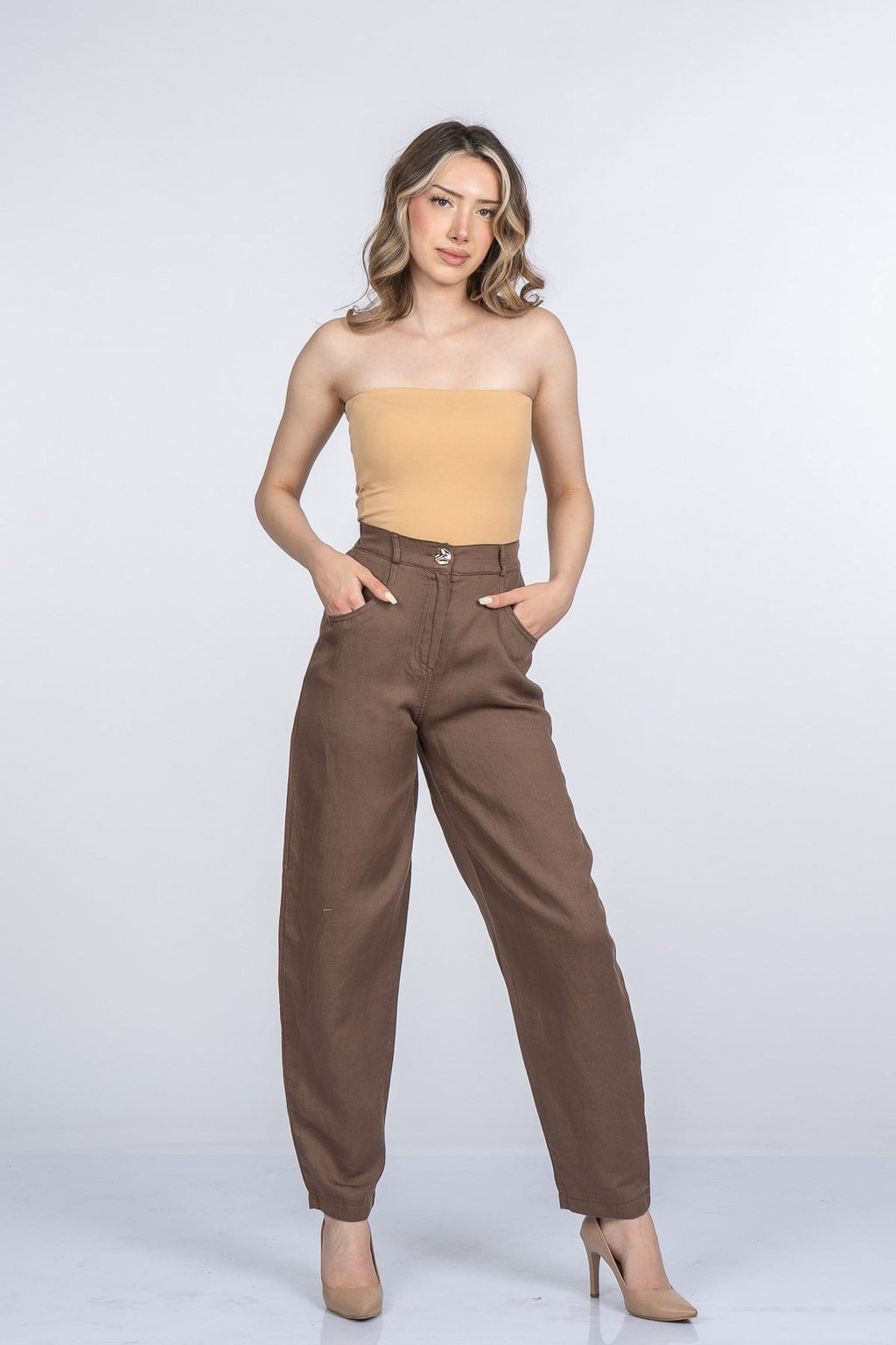 MARYAM KETEN PANTOLON - KAHVE