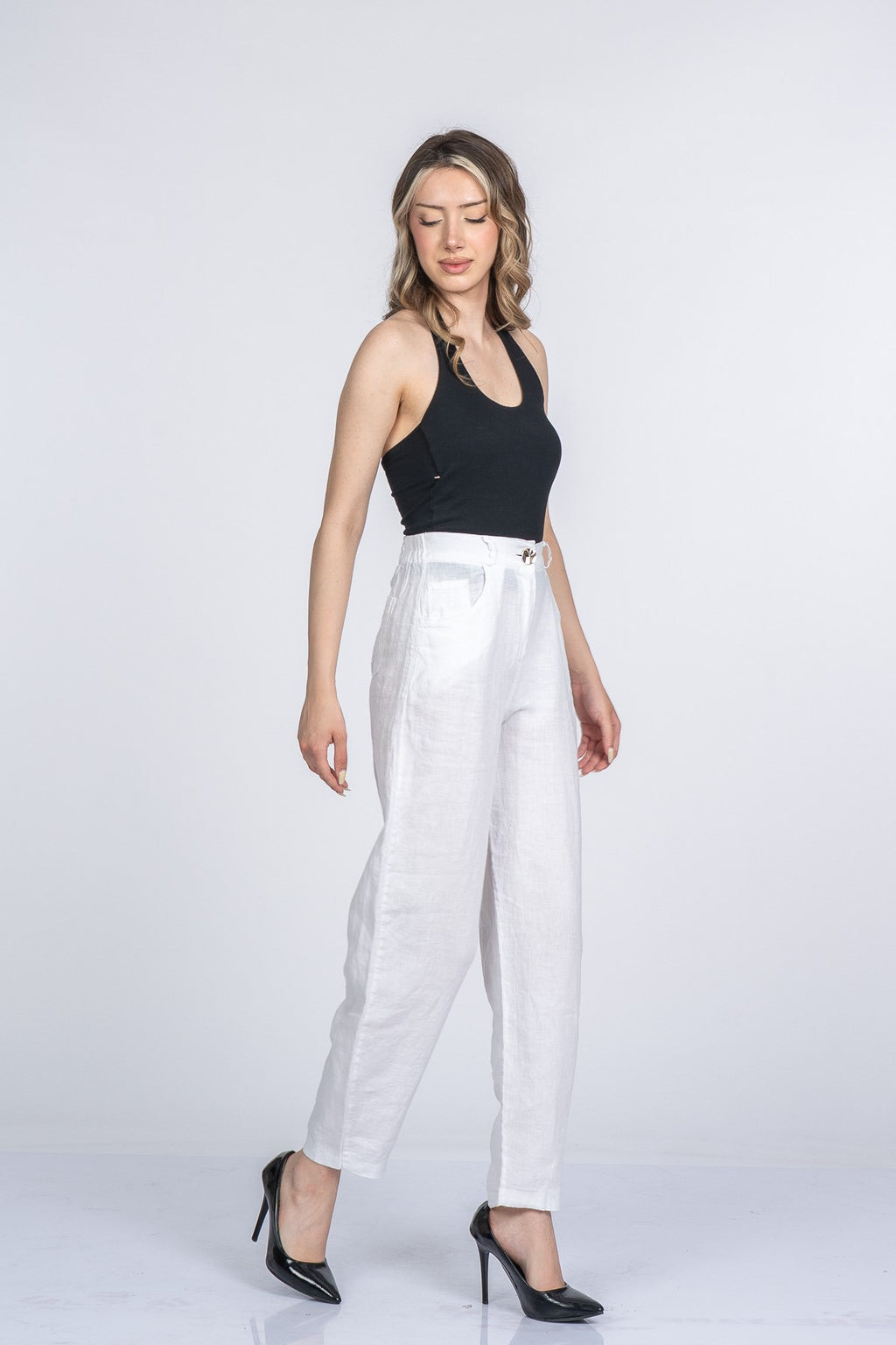 MARYAM KETEN PANTOLON - EKRU