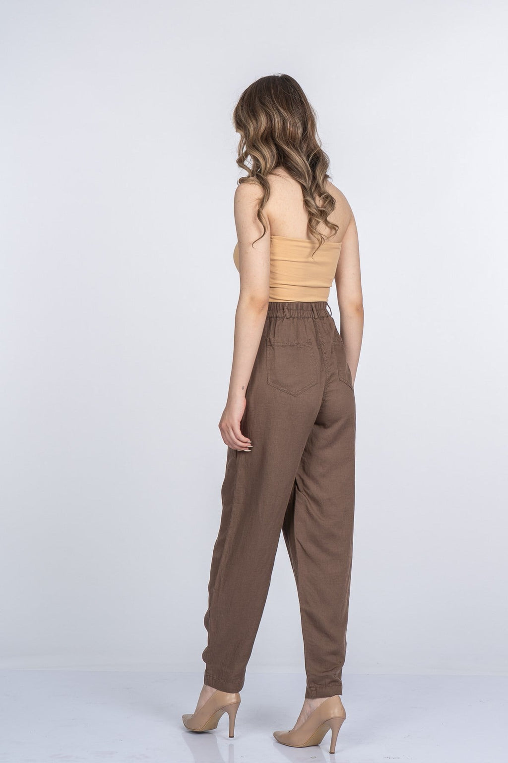 MARYAM KETEN PANTOLON - KAHVE
