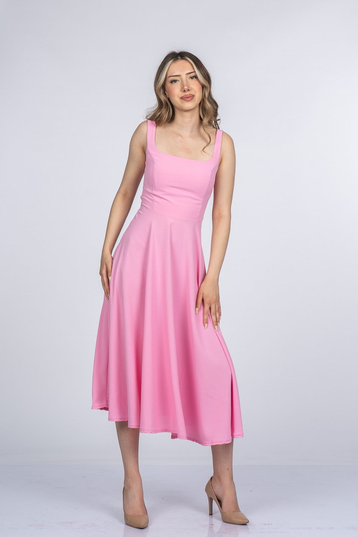 MAYA UZUN ELBİSE - PEMBE