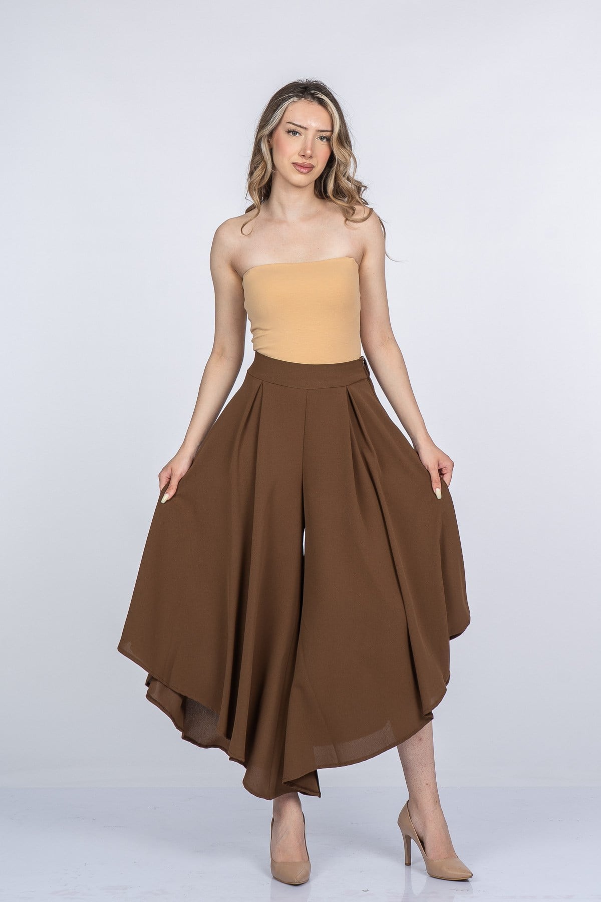 MAYRA KISA PANTOLON - KAHVE