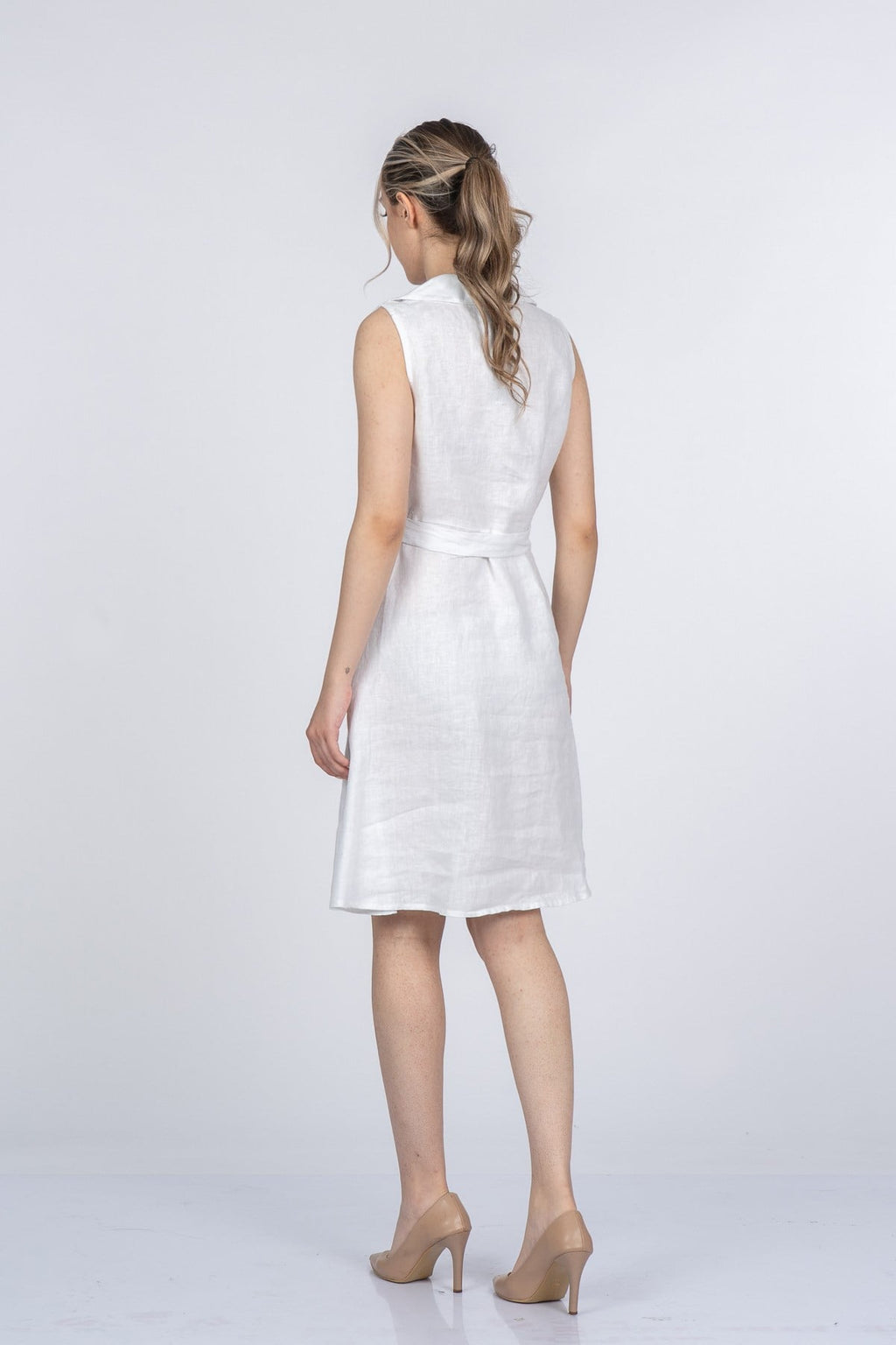 MEGHAN KETEN ELBİSE - BEYAZ