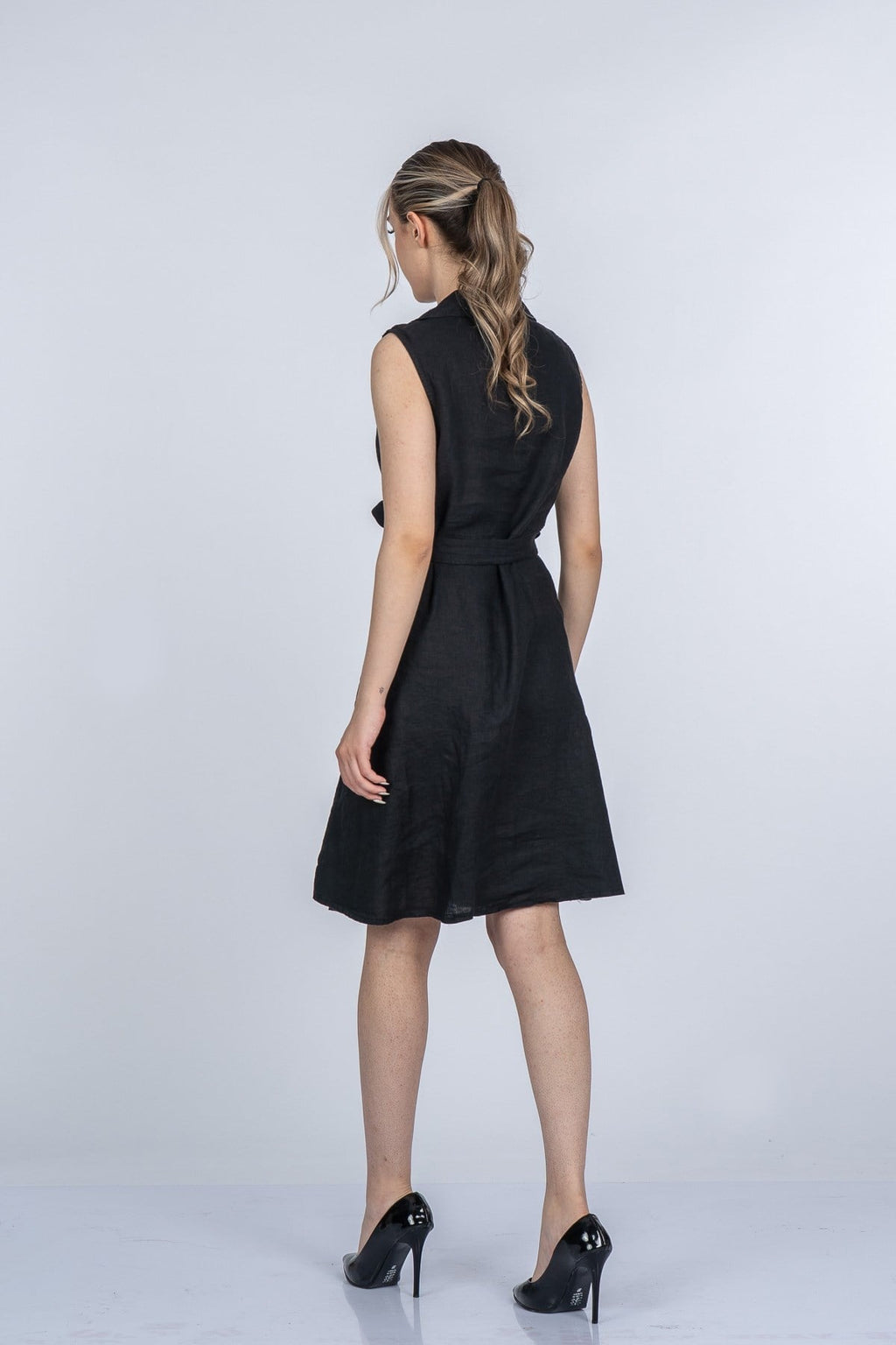 MEGHAN KETEN ELBİSE - SIYAH