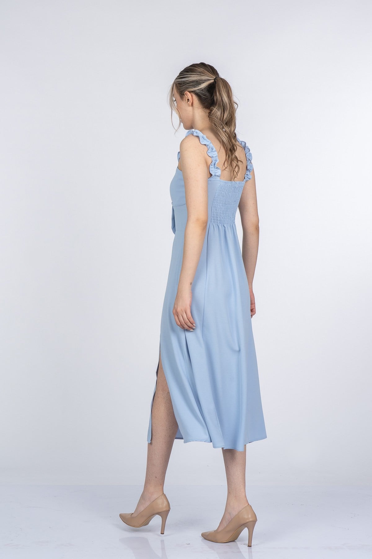 MELANIE UZUN ELBİSE - MAVİ