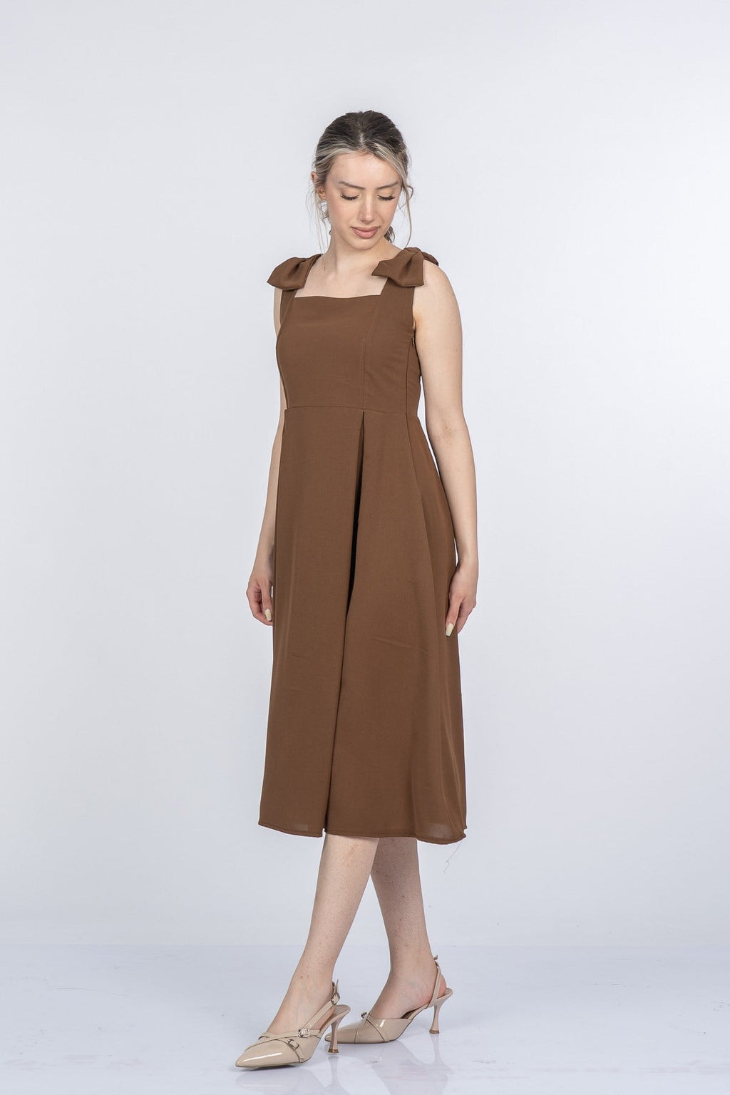 MELANY UZUN ELBİSE - KAHVE