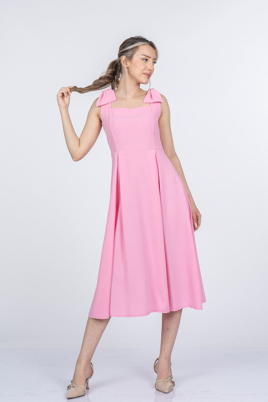 MELANY UZUN ELBİSE - PEMBE