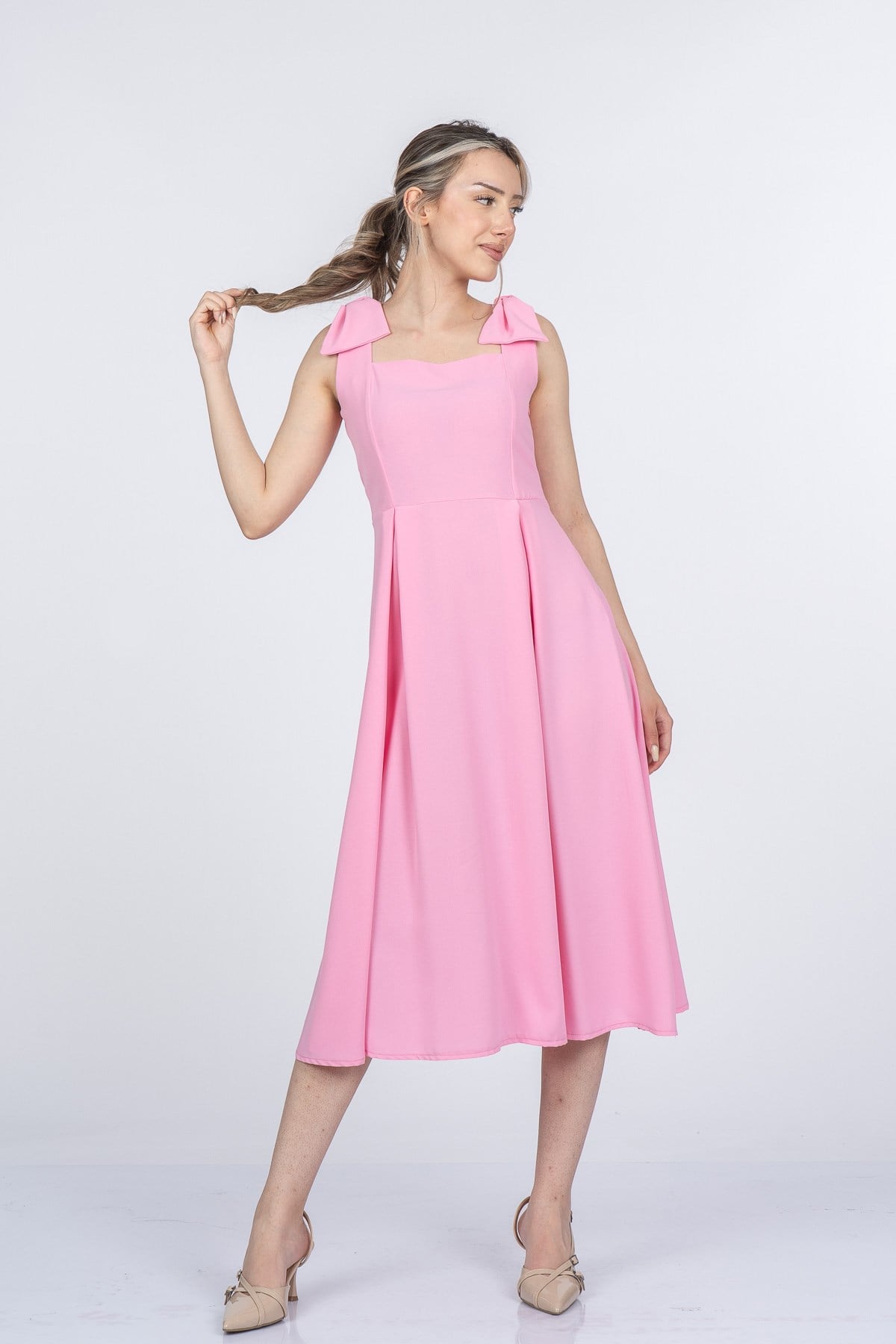 MELANY UZUN ELBİSE - PEMBE