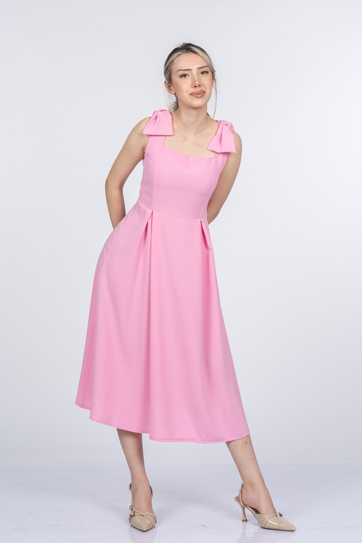 MELANY UZUN ELBİSE - PEMBE