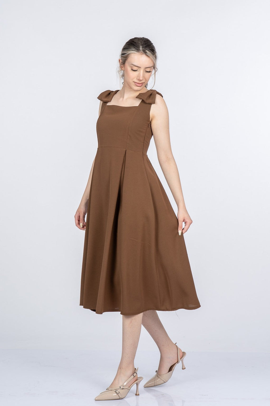 MELANY UZUN ELBİSE - KAHVE