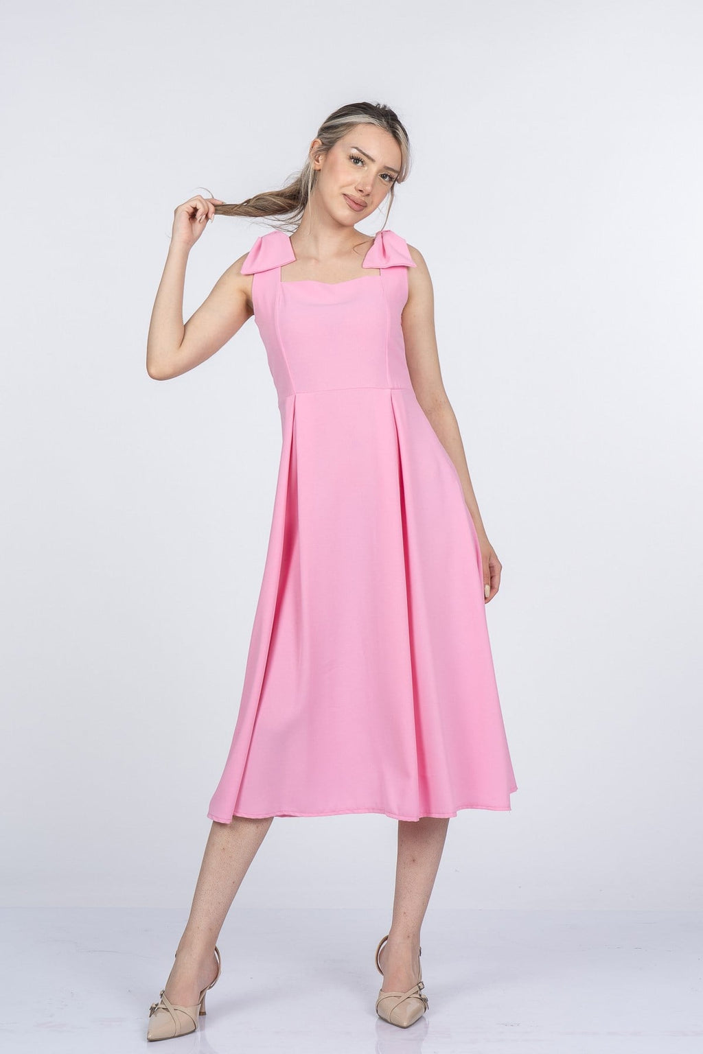 MELANY UZUN ELBİSE - PEMBE