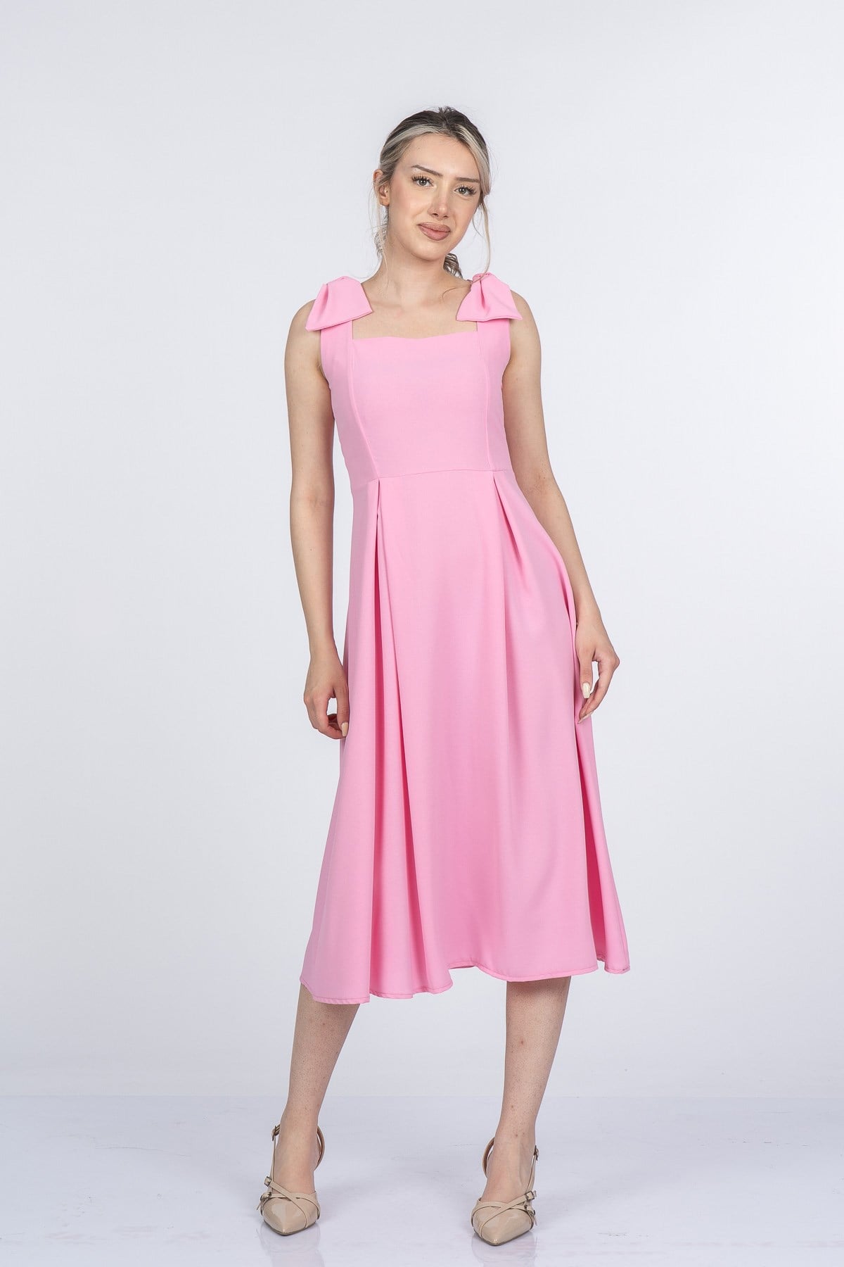 MELANY UZUN ELBİSE - PEMBE
