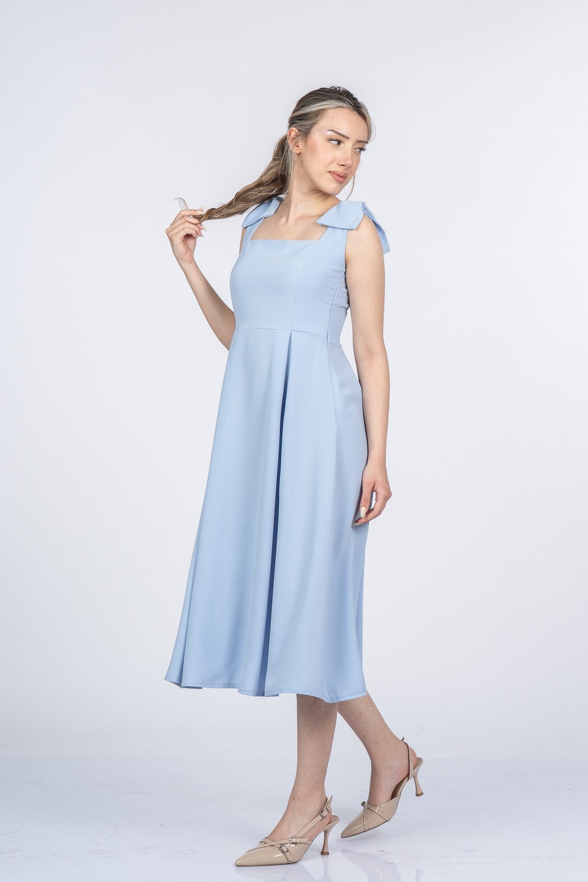 MELANY UZUN ELBİSE - MAVİ