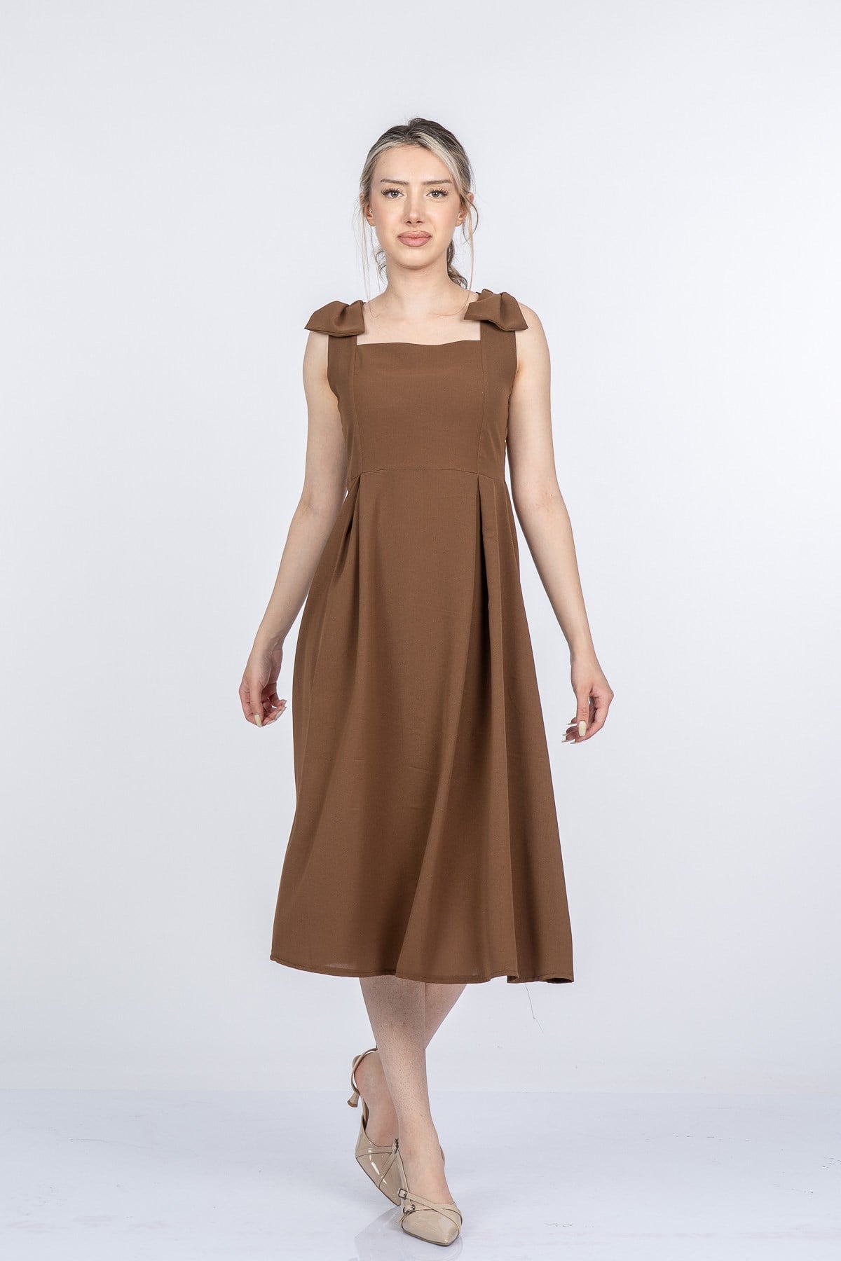 MELANY UZUN ELBİSE - KAHVE