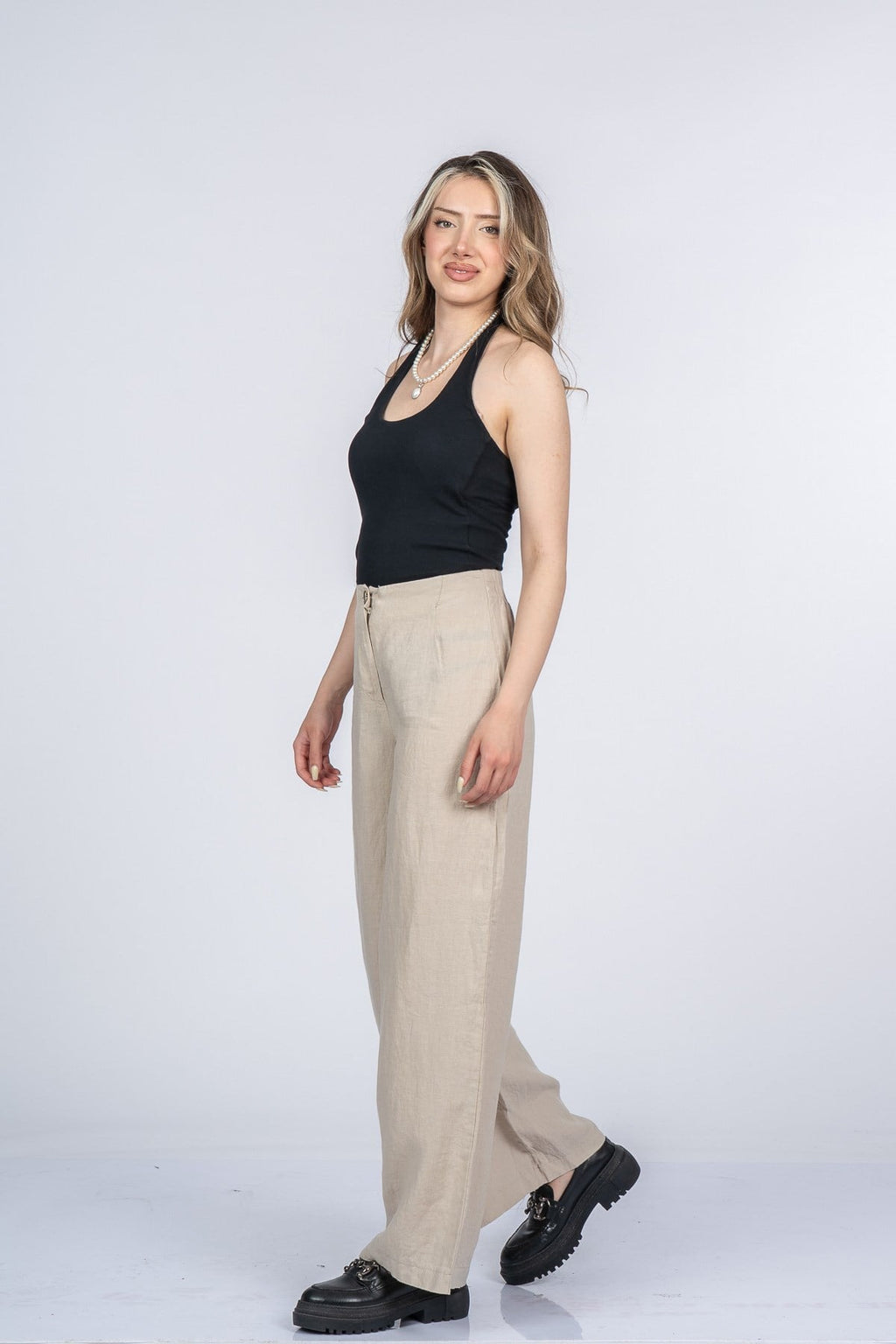 MERCEDES KETEN PANTOLON - BEJ