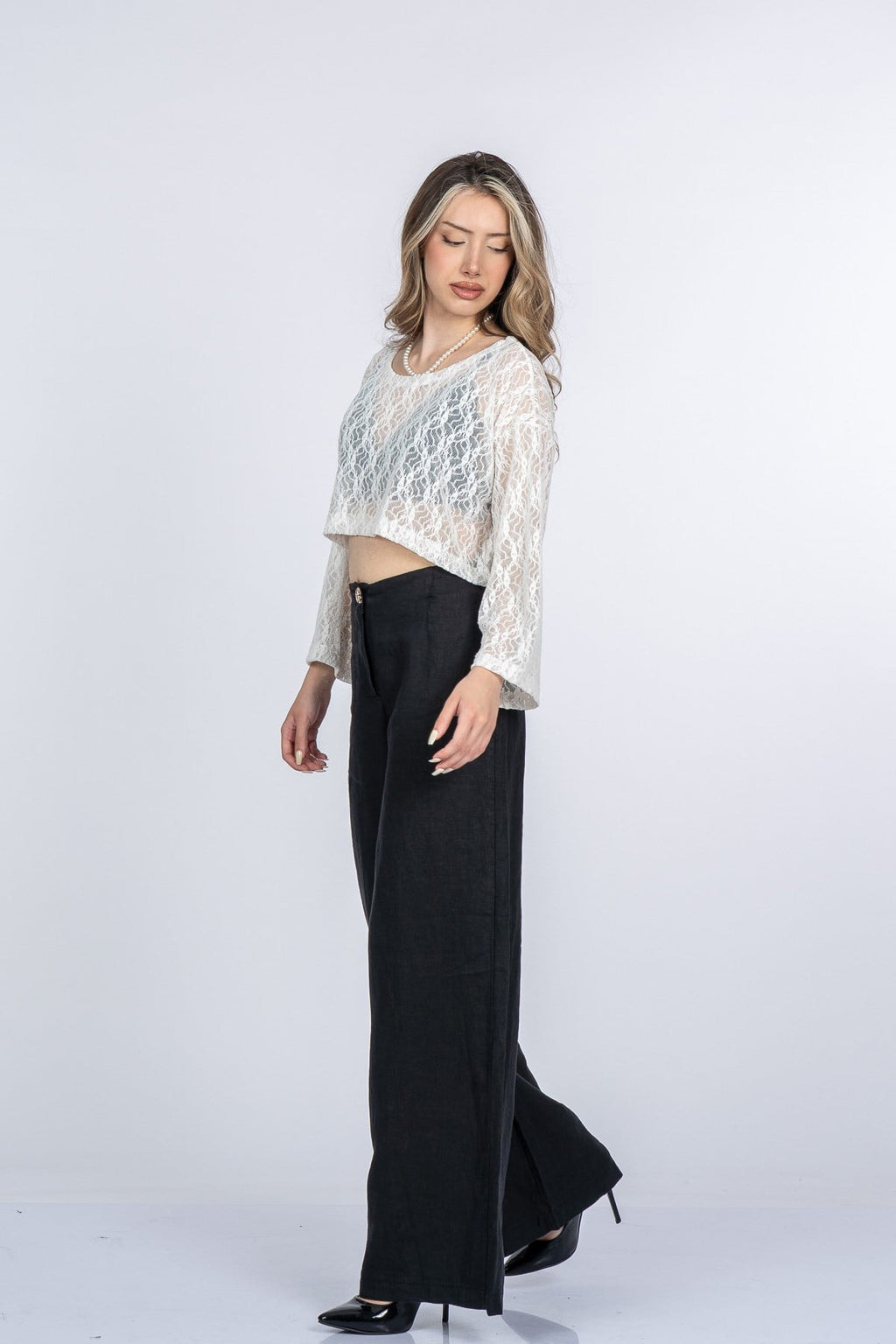 MERCEDES KETEN PANTOLON - SIYAH