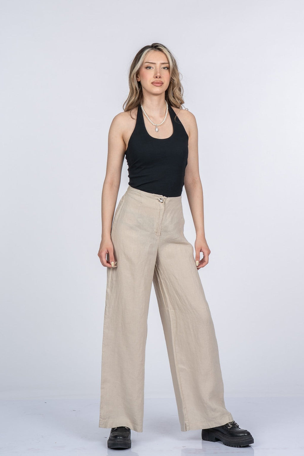 MERCEDES KETEN PANTOLON - BEJ