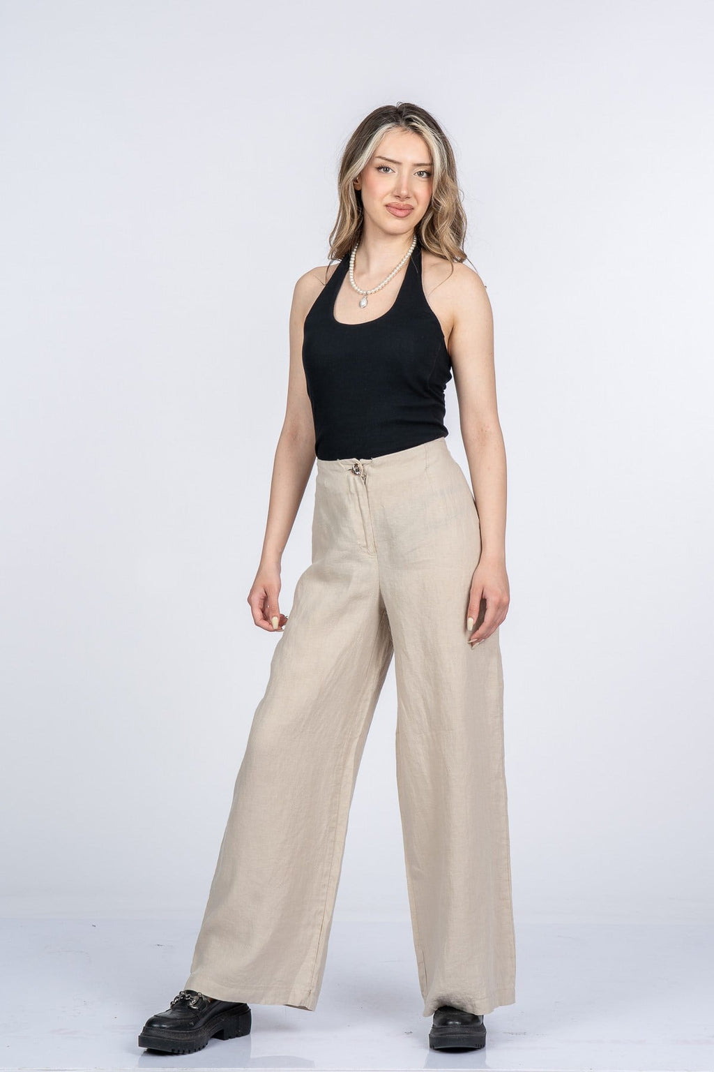 MERCEDES KETEN PANTOLON - BEJ