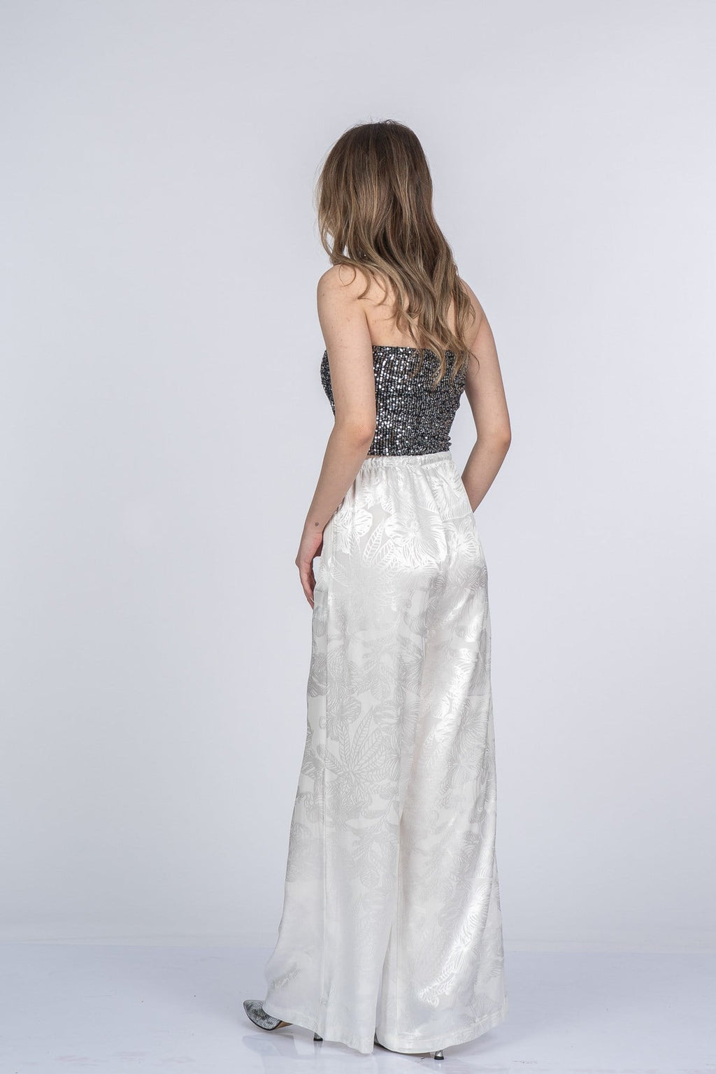 MEREDITH SATEN PANTOLON - EKRU