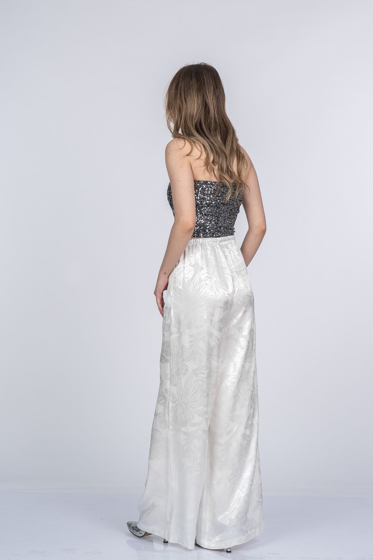 MEREDITH SATEN PANTOLON - EKRU
