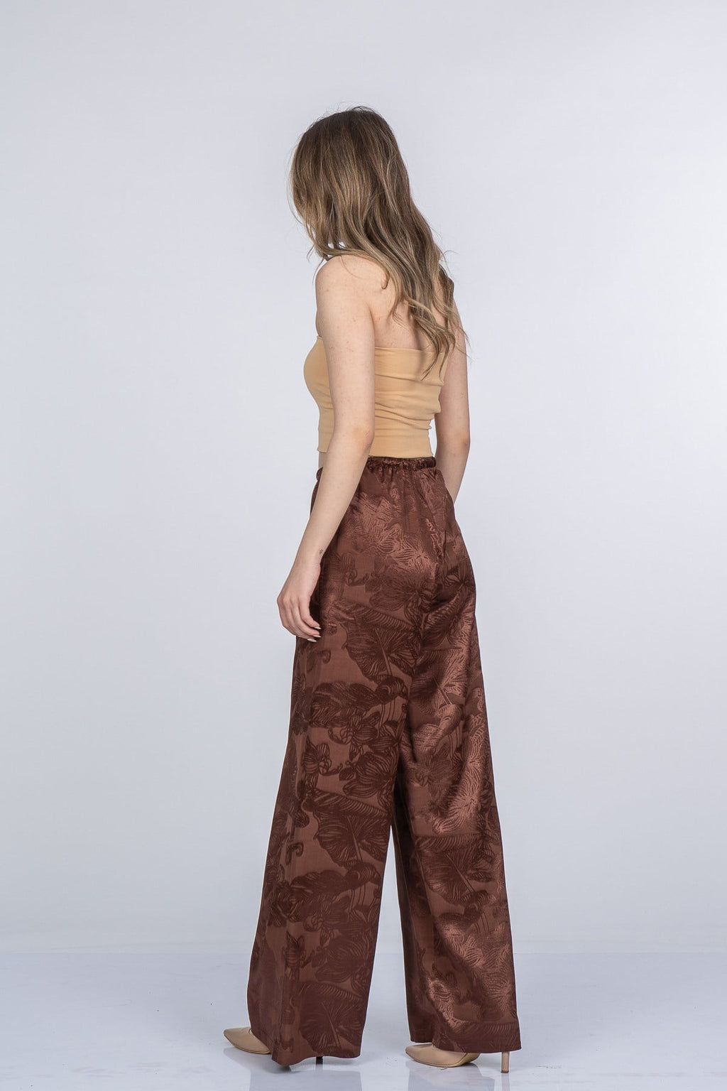 MEREDITH SATEN PANTOLON - KAHVE