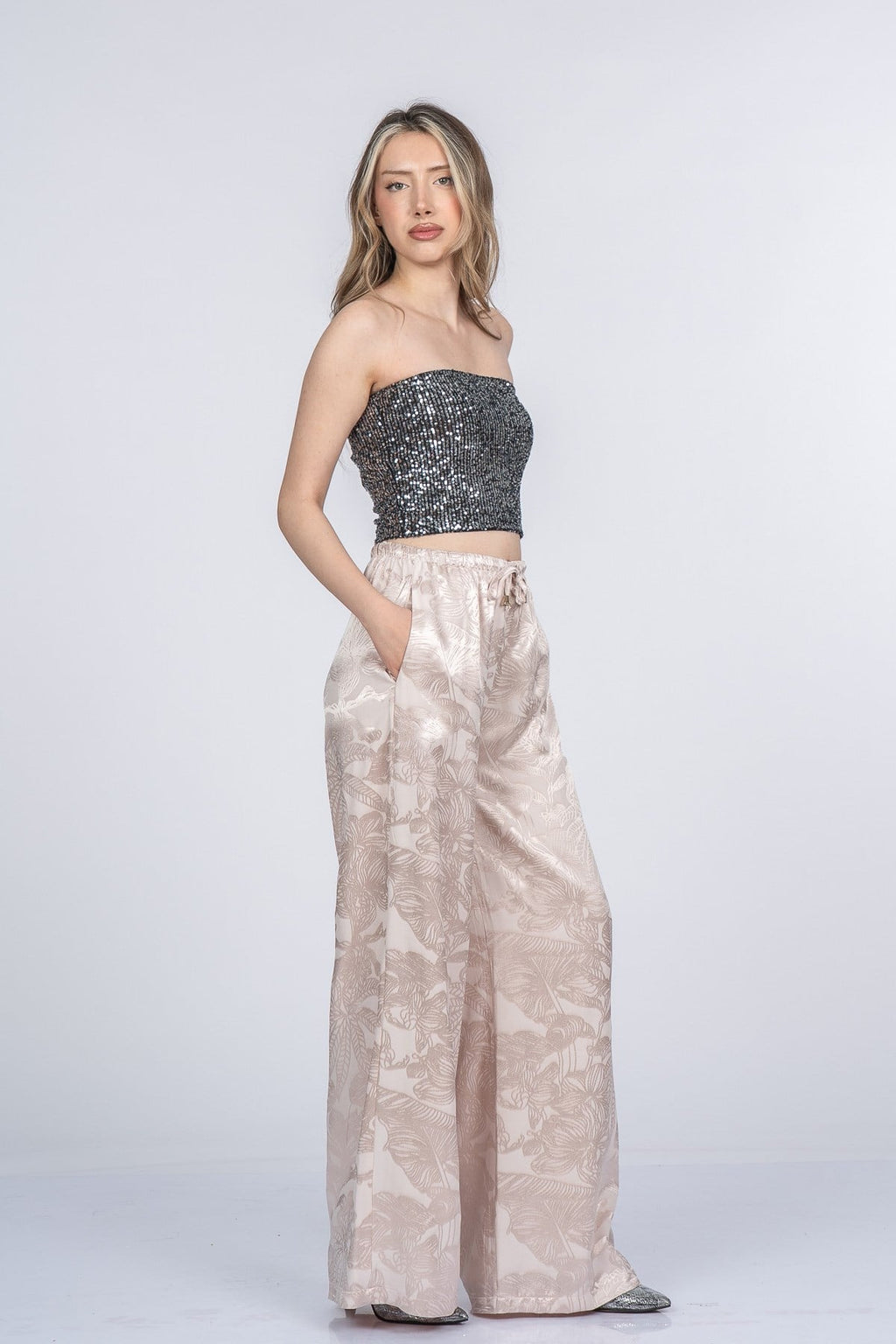 MEREDITH SATEN PANTOLON - TAŞ