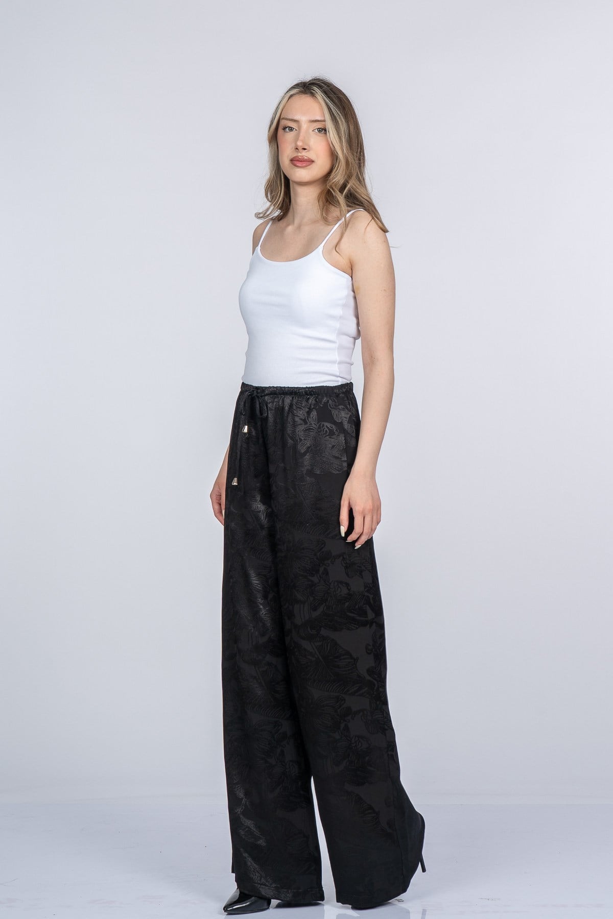 MEREDITH SATEN PANTOLON - SIYAH