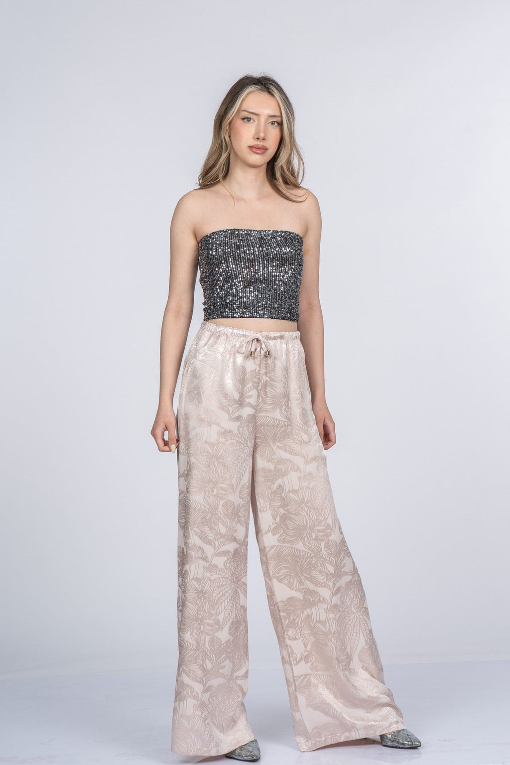 MEREDITH SATEN PANTOLON - TAŞ