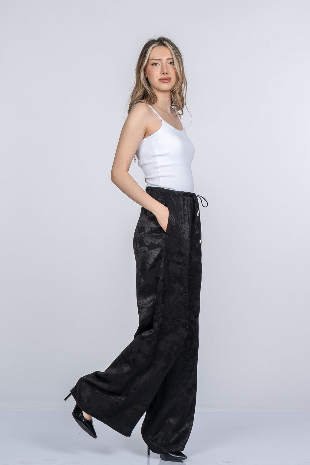 MEREDITH SATEN PANTOLON - SIYAH