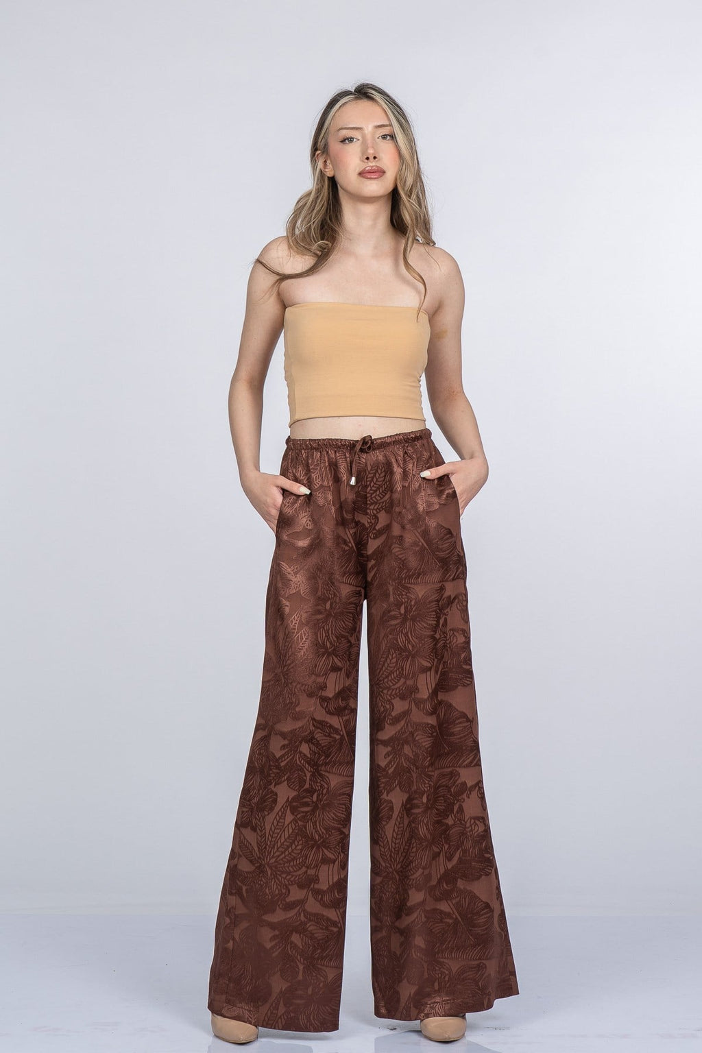 MEREDITH SATEN PANTOLON - KAHVE