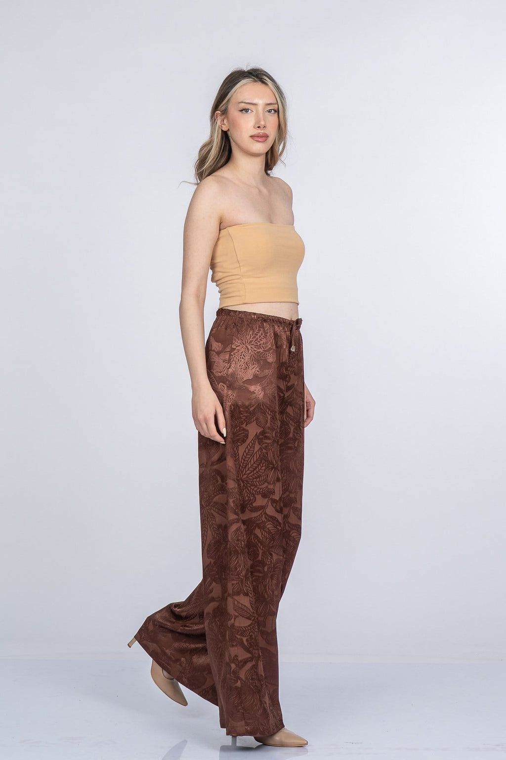 MEREDITH SATEN PANTOLON - KAHVE